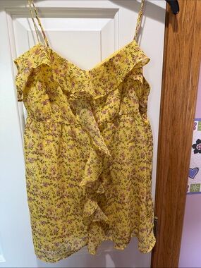 Candie's Yellow Floral Ruffle Cami Top